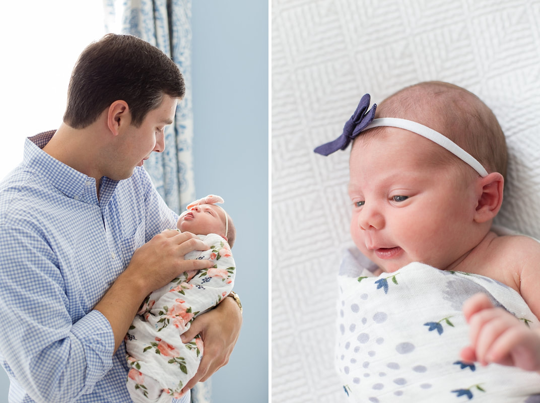 Elegant Pink and Blue Floral Lifestyle Session at Home | Columbia, SC Newborn Photographer