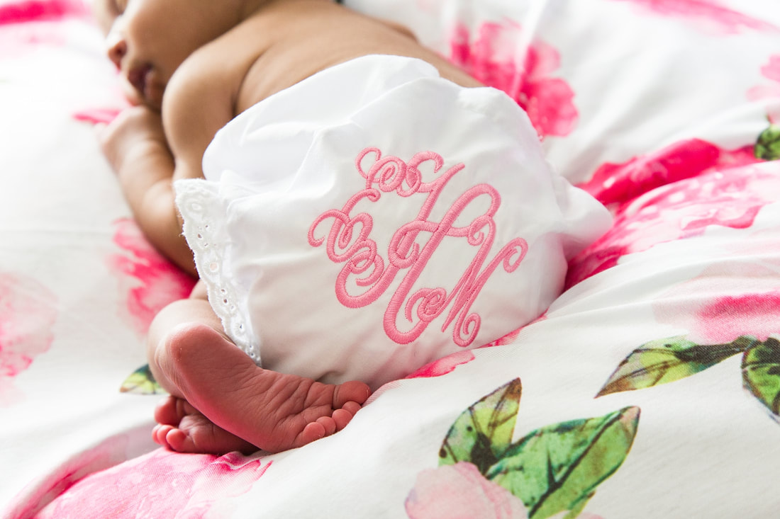 Pink floral newborn lifestyle session at home | Columbia, SC Newborn Photographer