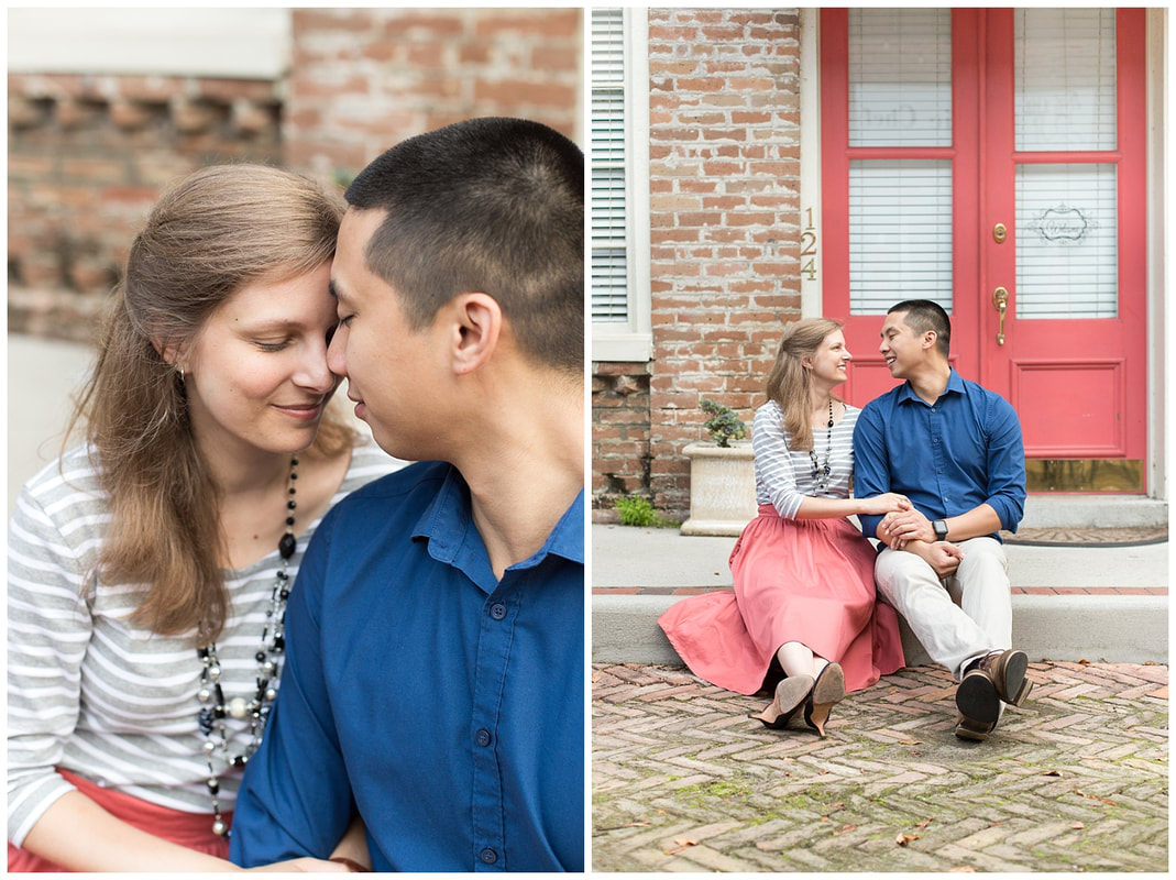Romantic sunrise golden hour session in downtown Summerville, SC | Charleston, SC Couples, Anniversary, and Engagement Photographer