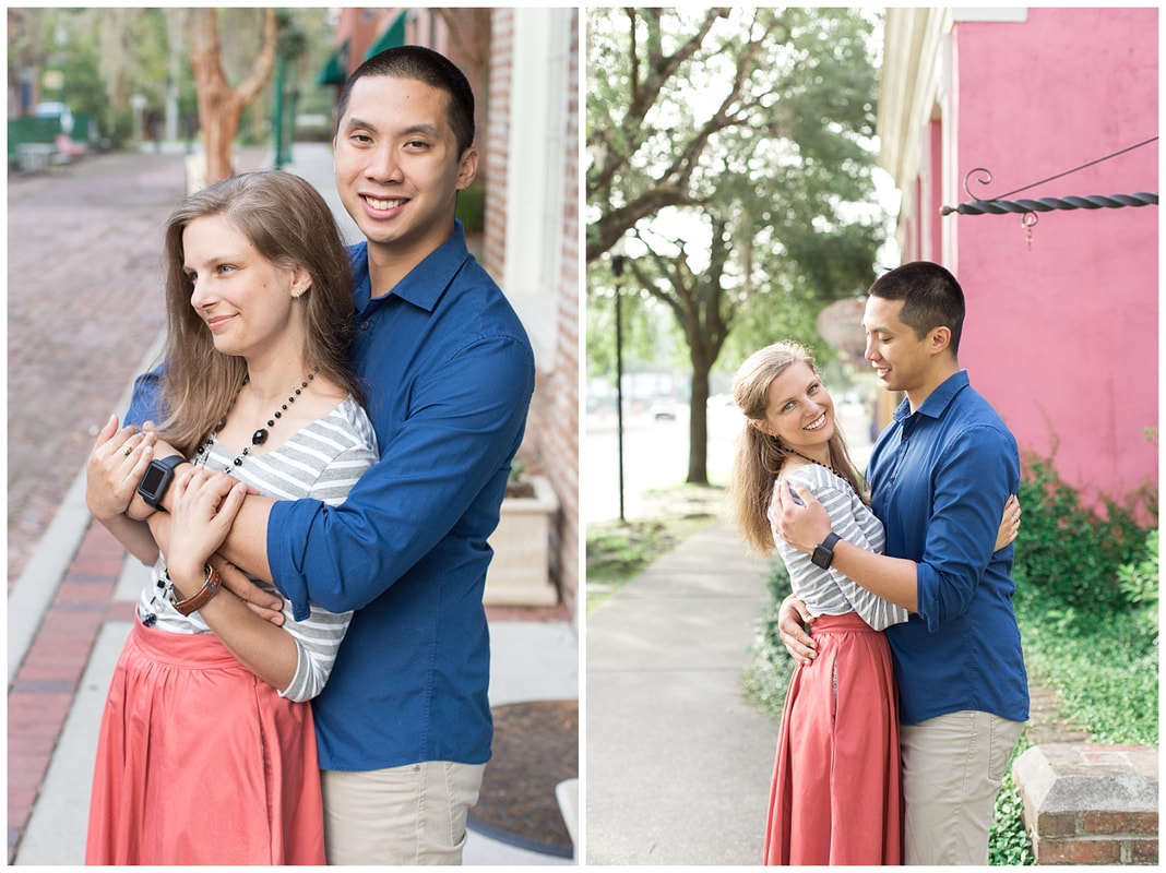 Romantic navy and coral couples session | Summerville, SC Couples, Anniversary, and Engagement Photographer