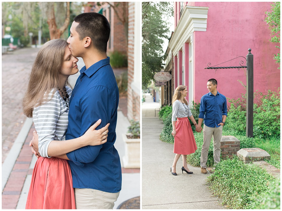 Romantic navy and coral couples session | Summerville, SC Couples, Anniversary, and Engagement Photographer