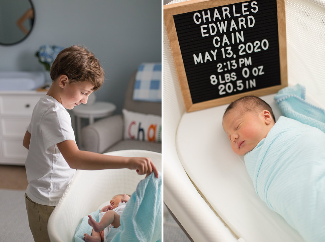 Classic Blue & White Newborn Lifestyle Session at Home | Columbia, SC Newborn Photographer | Nicole Watford Photography