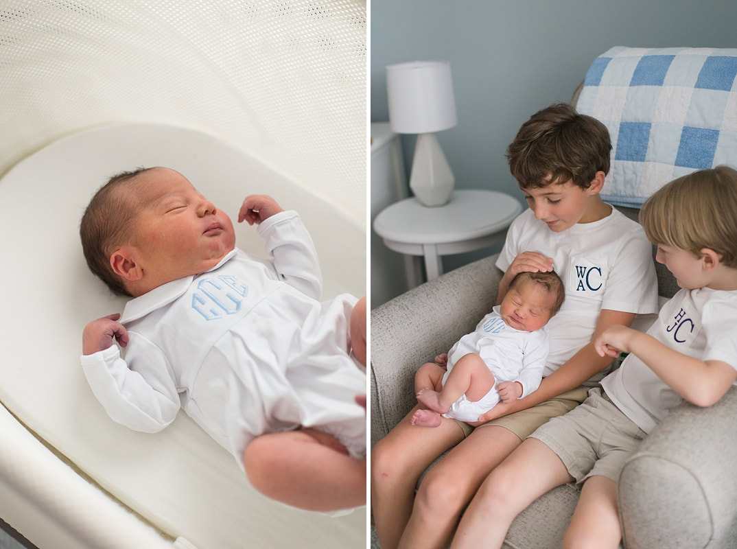 Classic Blue & White Newborn Lifestyle Session at Home | Columbia, SC Newborn Photographer | Nicole Watford Photography