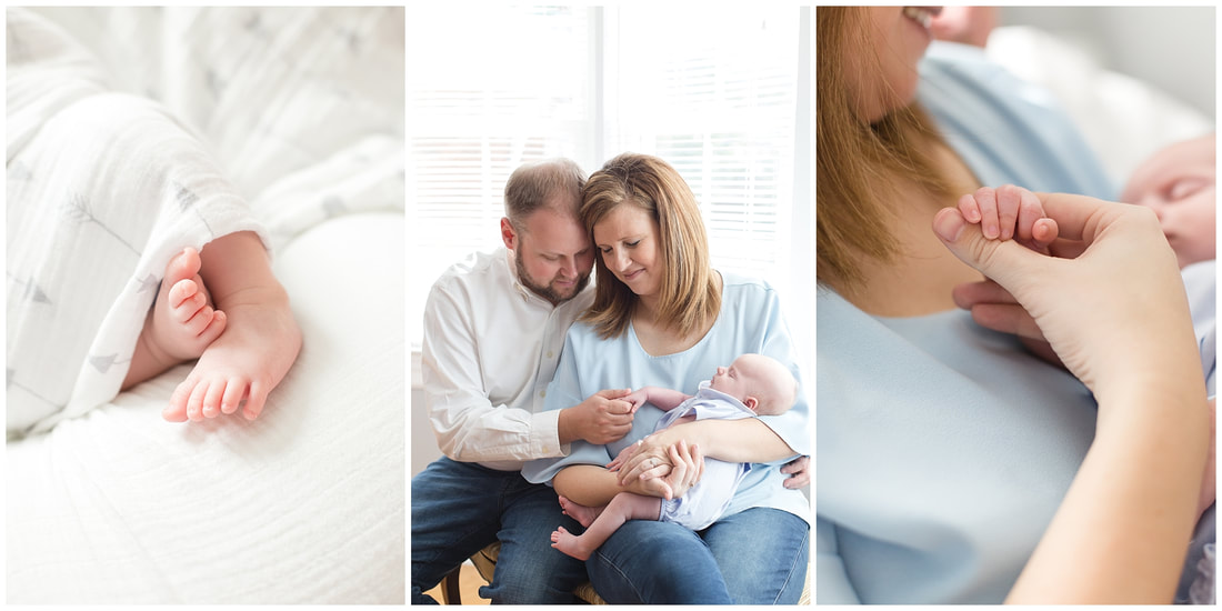 navy and grey newborn lifestyle session at home | Nicole Watford Photography