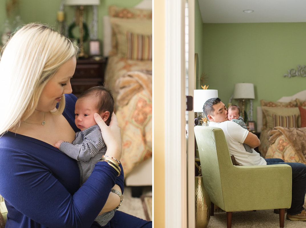 Navy and White Newborn Lifestyle Session at Home | Columbia, SC Newborn Photographer | Nicole Watford Photography