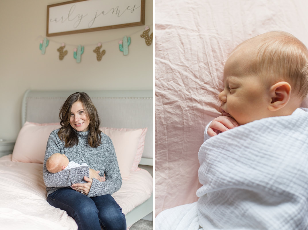Pink & Green Boho Neutral Newborn Lifestyle Session at Home | Columbia, SC Newborn Photographer | Nicole Watford Photography