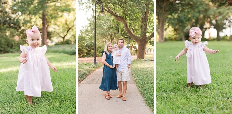 Family of three during First Birthday Milestone Portraits in Columbia SC