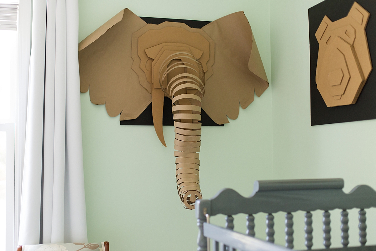 nursery artwork on elephant from Greenville SC family session