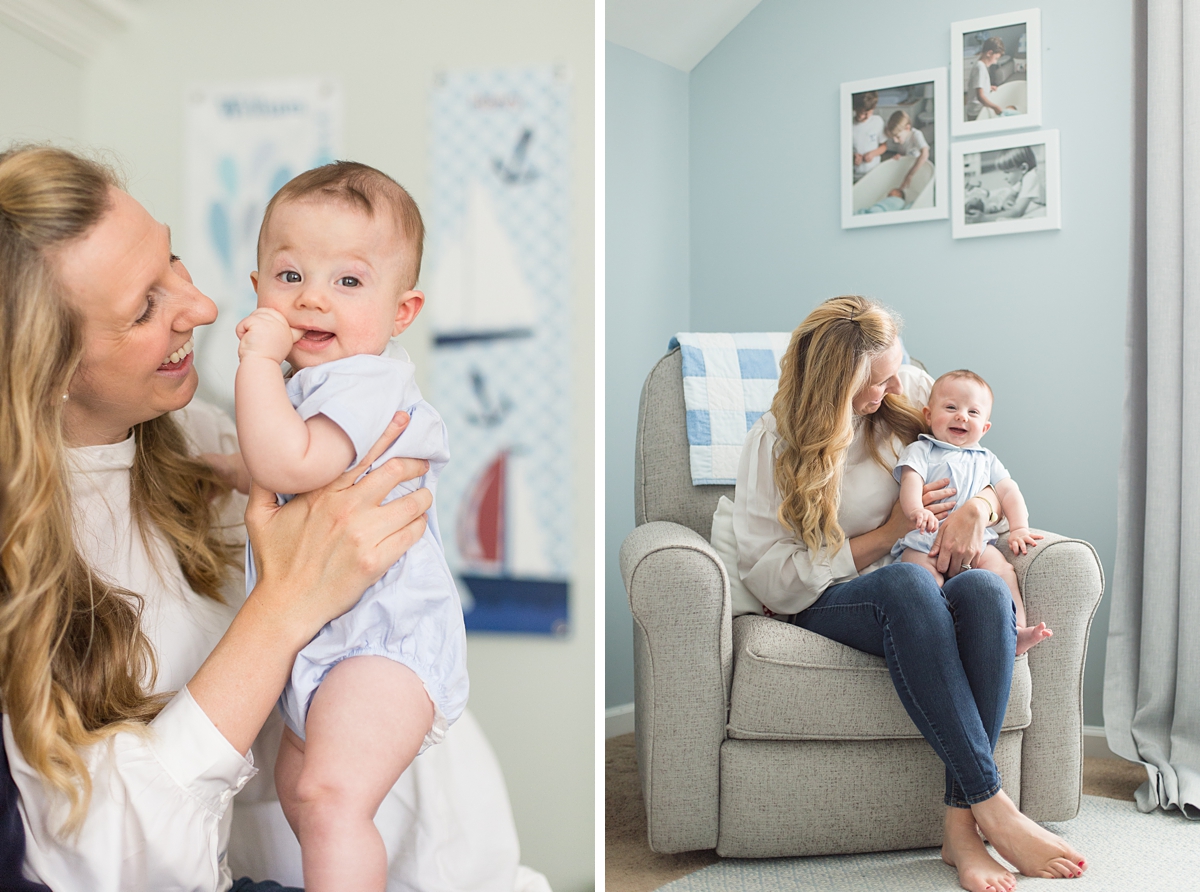 mom plays with baby in Columbia SC lifestyle photos