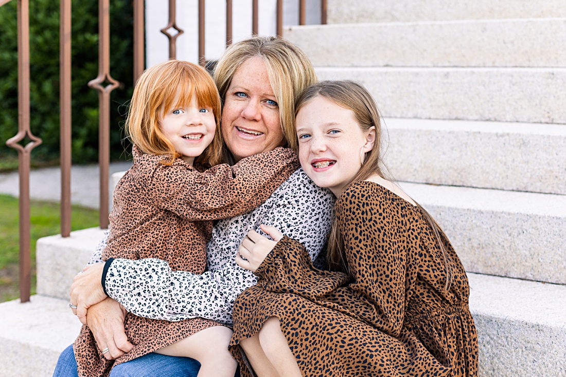 mom & daughters coordinating in cheetah print during their family mini session with Nicole Watford Photography in Columbia, SC