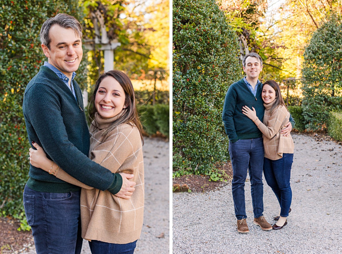parent couple smiling together at Robert Mills House & Gardens during fall mini session event with Nicole Watford Photography in Columbia, SC