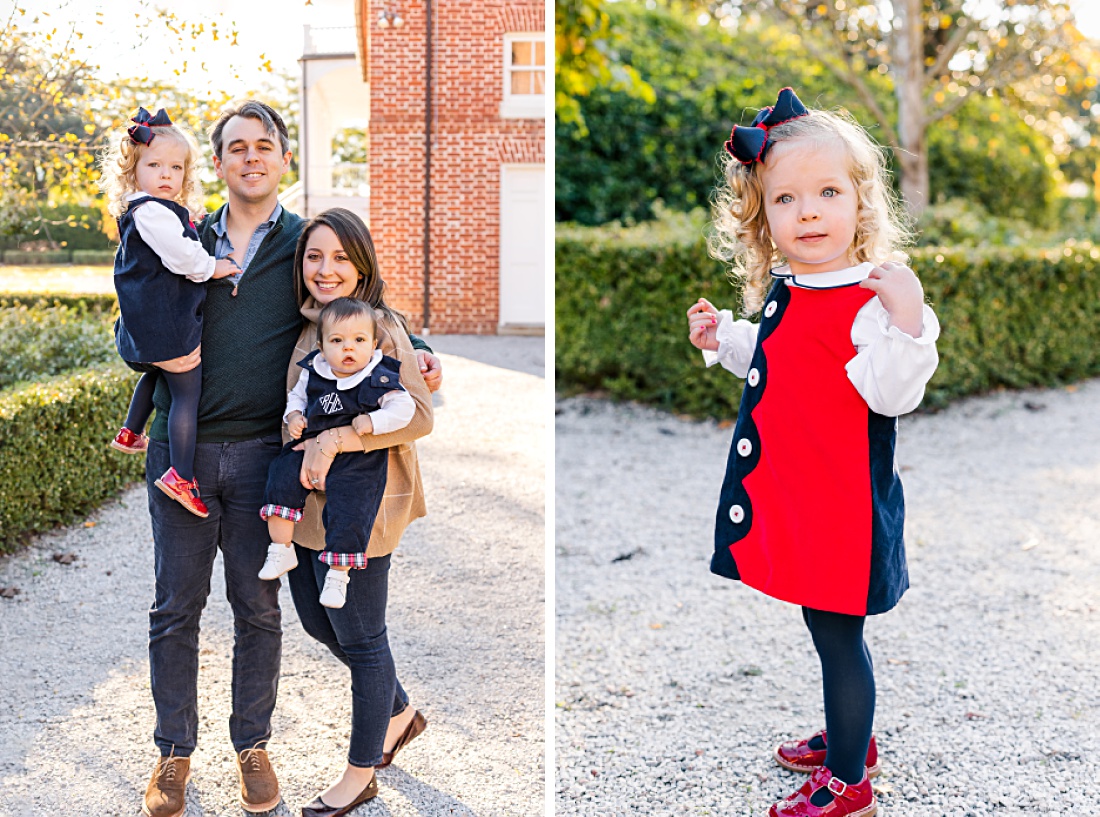coordinating family dressed in navy and red during family mini session with Nicole Watford Photography in Columbia, SC